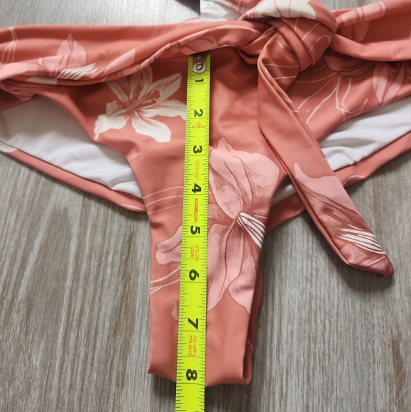 Phax Pink White Floral Tropical Bikini Bottoms Tie Front Cheeky Lined Stretch L - Picture 8 of 8